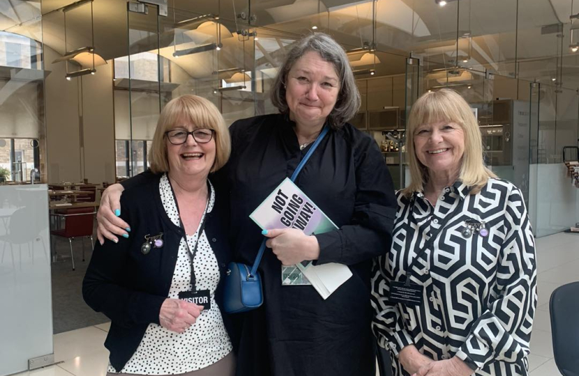 Jill Mortimer with the leaders of Hartlepool's WASPI supporters' group.